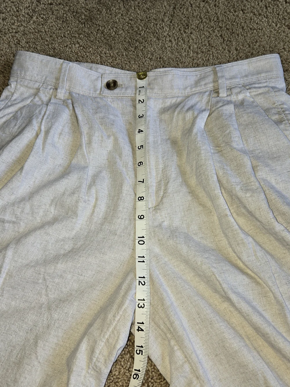 Banana Republic Womens 12 Linen Blend Wide Leg Trousers Cream Beige High Rise